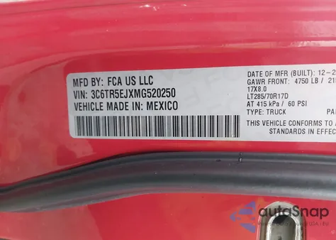 2021 Ram 2500 Power Wagon 4X4 6'4 Box z USA, uszkodzony, nr VIN 3C6TR5EJXMG520250